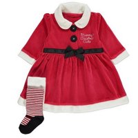 GX461: Baby Christmas Velour Dress & Tights outfit (9-12 Months)